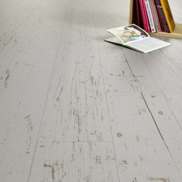Sol vinyle lino gerflor parquet blanc usé